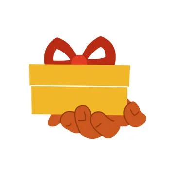 Gift box in hand on a white isolated background. The icon. Present. Vector il Stock Illustration