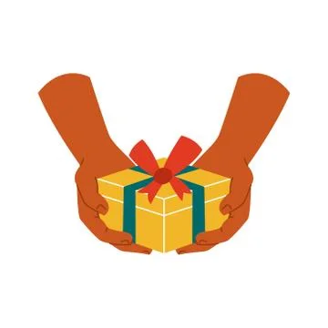 Gift box in hand on a white isolated background. The icon. Present. Vector il Stock Illustration