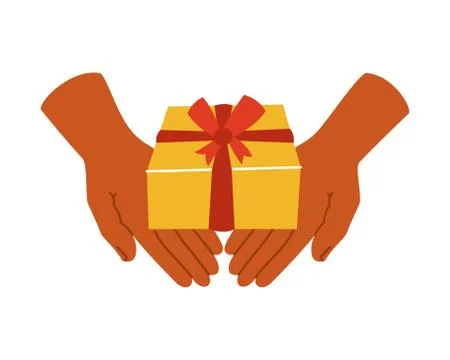 Gift box in hand on a white isolated background. The icon. Present. Vector il Stock-Illustration
