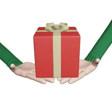 Gift box in hands isolated on white background Stock Illustration