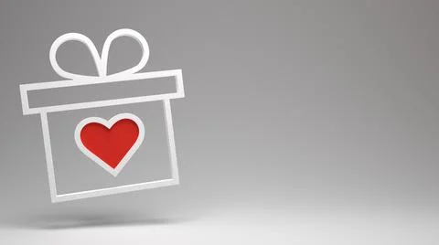Gift box with heart. 3d render icon. Stock Illustration