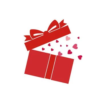 Gift box with heart icon set. St. Valentine's Day simple illustrations Illustrazione stock