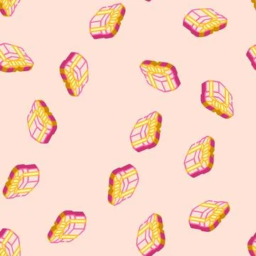 Gift box heart isometric icon seamless pattern Stock Illustration