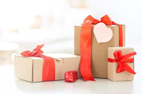 Gift box with heart Stock Photos