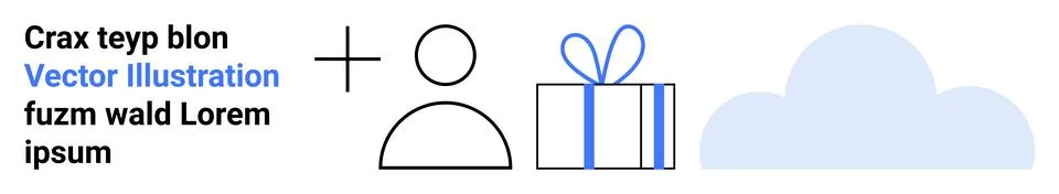 Gift Box with Heart-shaped Bow between User Icon and Cloud Shape Stockillustratie