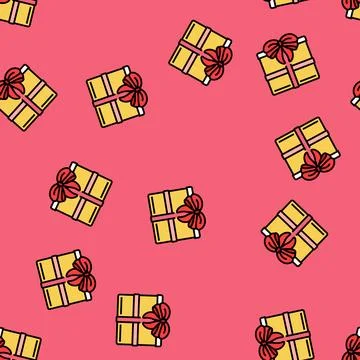 Gift box heart vector seamless pattern Illustrazione stock