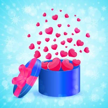 Gift box with hearts Illustrazione stock