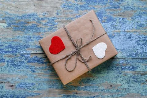 Gift box with hearts Stock Photos