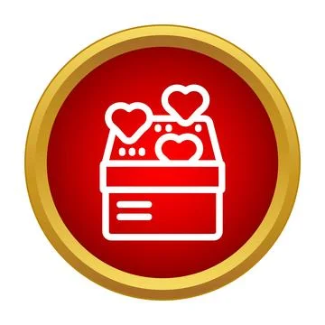 Gift box with hearts in a round icon Stock Illustration