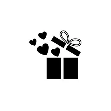 Gift box with hearts solid icon, love present イラスト素材
