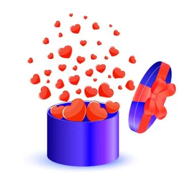 Gift box with hearts on white background Stock Illustration