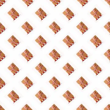 Gift box with hearts on white background, seamless pattern decoration, copy s 스톡 일러스트