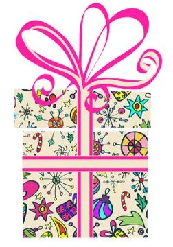 Gift box with holiday pattern Illustrazione stock