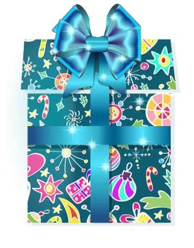 Gift box with holiday pattern Stock Illustration
