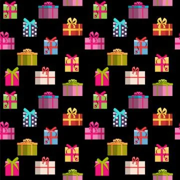 Gift Box Holiday Seamless Pattern Background 스톡 일러스트