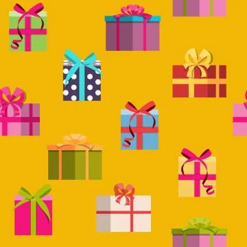 Gift Box Holiday Seamless Pattern Background 스톡 일러스트