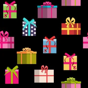 Gift Box Holiday Seamless Pattern Background 스톡 일러스트