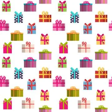 Gift Box Holiday Seamless Pattern Background 스톡 일러스트