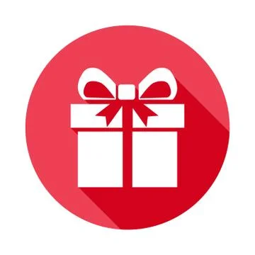 Gift Box icon and long shadow design. isolated on white background. for websi 스톡 일러스트