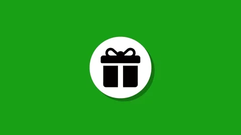 Gift box icon appearing in white circle against bright green background mot.. Stock Footage 327762540