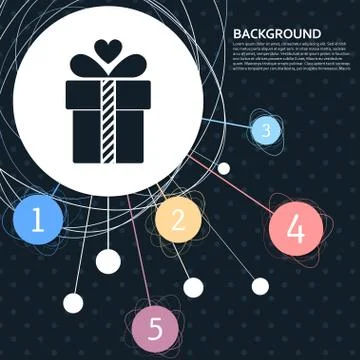 Gift box icon with the background to the point and  infographic style. Vector 스톡 일러스트