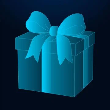 Gift box icon with big bow on dark background. Stock Illustration
