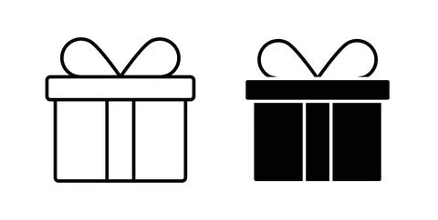 Gift box icon in black and white. vector icon pack for websites Stock Illustration