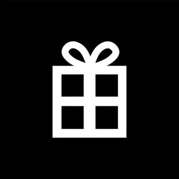 Gift Box Icon On Black Background. Black Flat Style Vector Illustration. Stock Illustration