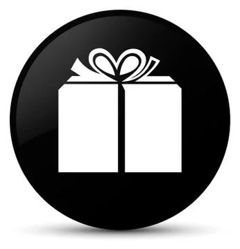 Gift box icon black round button Stock Illustration