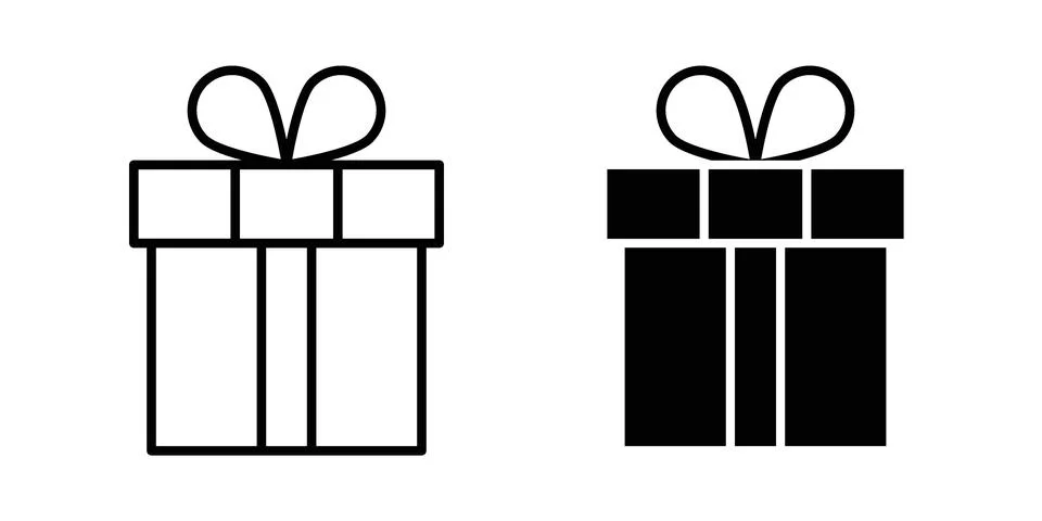 Gift box icon black vector isolated on white Stock Illustration