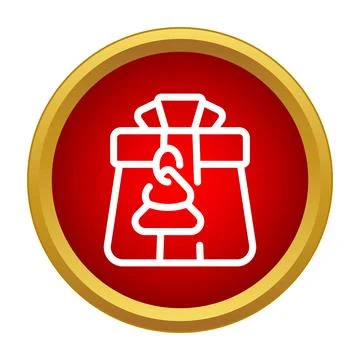 Gift box icon with christmas tree tag Illustrazione stock