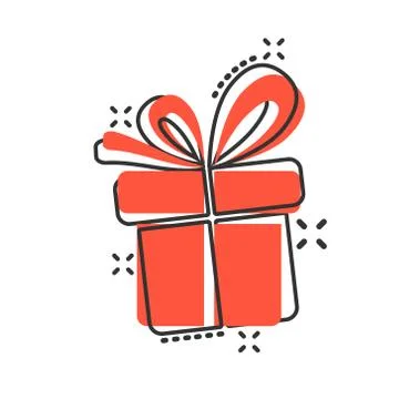 Gift box icon in comic style. Present package vector cartoon illustration on  Stock Illustration