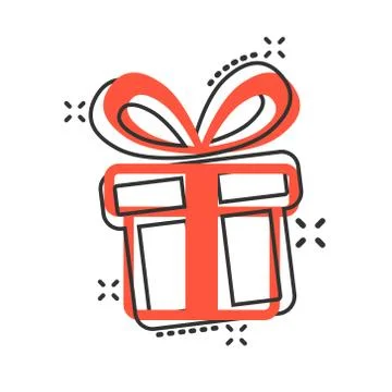 Gift box icon in comic style. Present package vector cartoon illustration on  Stock Illustration