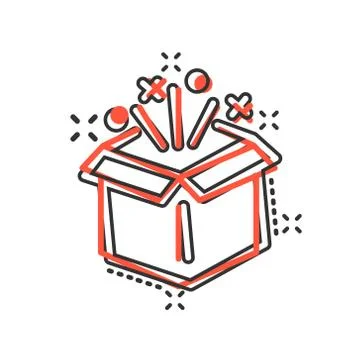 Gift box icon in comic style. Magic case vector cartoon illustration on white Stock Illustration