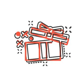 Gift box icon in comic style. Magic case vector cartoon illustration on white Stock Illustration