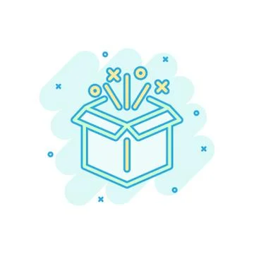 Gift box icon in comic style. Magic case vector cartoon illustration on white Stock Illustration