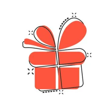 Gift box icon in comic style. Present package vector cartoon illustration on  Stock Illustration