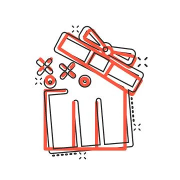 Gift box icon in comic style. Magic case vector cartoon illustration on white 스톡 일러스트