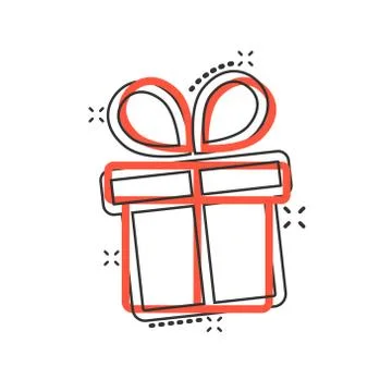 Gift box icon in comic style. Present package cartoon vector illustration on  Stock Illustration