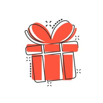 Gift box icon in comic style. Present package cartoon vector illustration on  스톡 일러스트