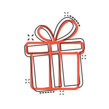 Gift box icon in comic style. Present package cartoon vector illustration on  Illustrazione stock
