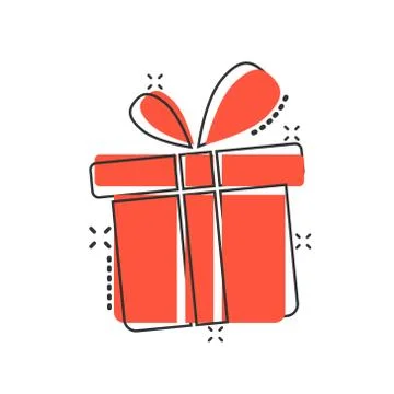 Gift box icon in comic style. Present package cartoon vector illustration on  Stock Illustration