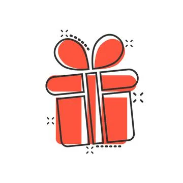 Gift box icon in comic style. Present package cartoon vector illustration on  Stock Illustration