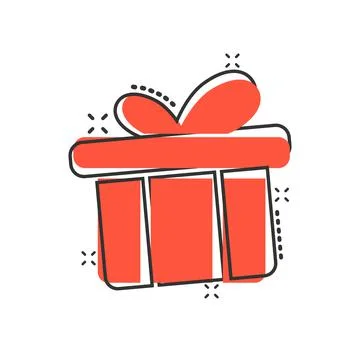 Gift box icon in comic style. Present package cartoon vector illustration on  Stock Illustration