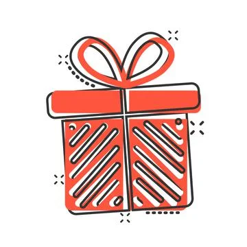 Gift box icon in comic style. Present package cartoon vector illustration on  Stock Illustration
