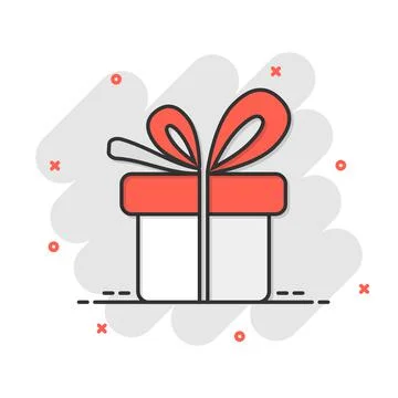 Gift box icon in comic style. Present package vector cartoon illustration on  Stock Illustration