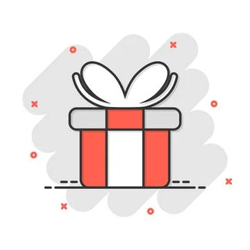 Gift box icon in comic style. Present package cartoon vector illustration on  Stock Illustration