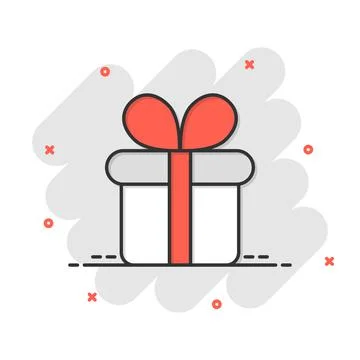 Gift box icon in comic style. Present package cartoon vector illustration on  Stock Illustration