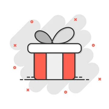 Gift box icon in comic style. Present package cartoon vector illustration on  Stock Illustration