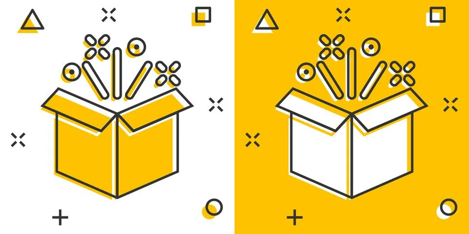Gift box icon in comic style. Magic case vector cartoon illustration on white イラスト素材